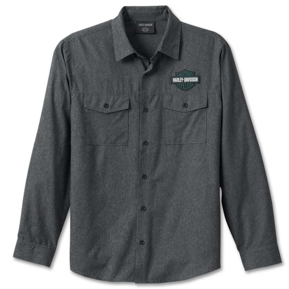Harley Davidson Bar and Shield Classic Button Down Shirt Black Beauty